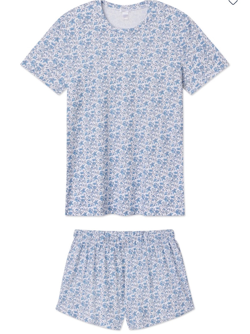 LAKE Pajamas Pima Cotton Crew Shorts Set Delft Blue Garden Floral. Small. NEW.